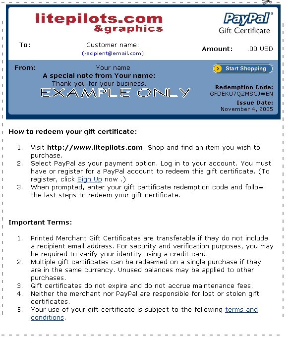 r/c GIFT CERTIFICATE